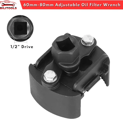 Miniatura 6 de Bilitools Llave de filtro de aceite universal ajustable, herramienta de extracción, 60-80mm (2.36-3.15 pulgadas), 1/2" de transmisión