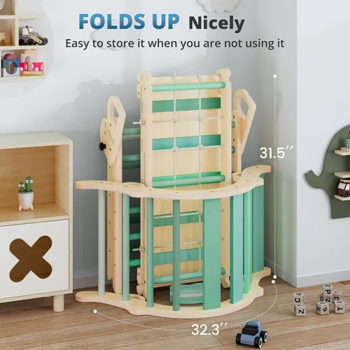 Miniatura 2 de BlueWood Juego de triángulo Pikler 10 en 1, juguetes de escalada para niños pequeños en interiores, escalador Montessori, gimnasios de la jungla