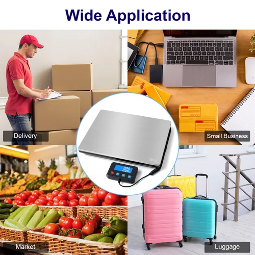 Miniatura 8 de TIPRE Báscula de envío de 440 libras para paquetes, báscula postal digital resistente con pantalla LCD, escala exprés de alta precisión de 0.35