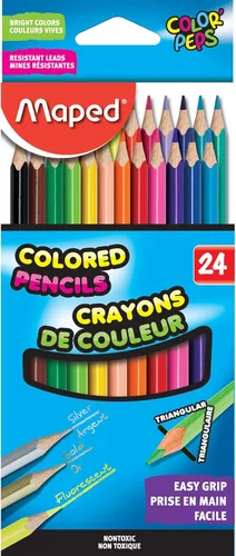 Helix Maped USA - Color'Peps - Lápices triangulares de colores, paquete de 24, creación de proyectos de arte, colores vibrantes, suministros de arte