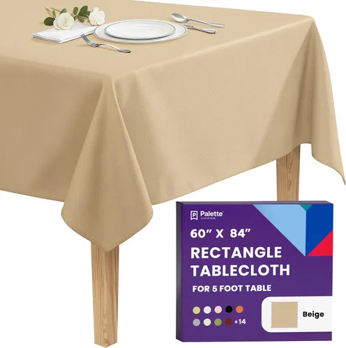 Miniatura 14 de Gee Di Moda - Mantel rectangular de 60 x 84 pulgadas – Mantel rectangular de poliéster lavable para mesa de 5 pies