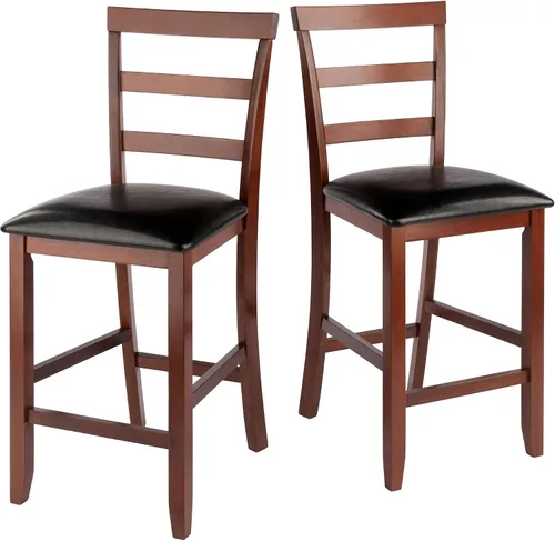 Miniatura 9 de Ergode Juego de taburetes de madera para mostrador, color gris ostra, juego de 2 piezas, madera maciza, capacidad de peso de 220 libras, estable