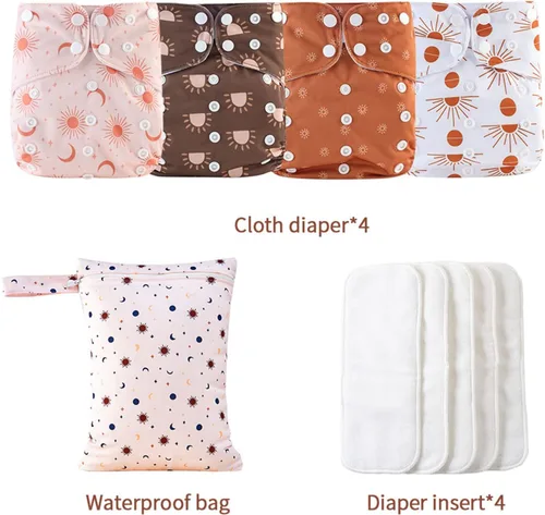 Miniatura 2 de HappyFlute 9 Juegos de Pañales de Tela de Bolsillo para Recién Nacidos, Talla Única Ajustables, Reutilizables, Lavables para Bebés Niños y Niñas