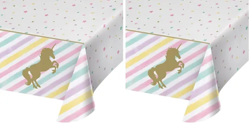 Miniatura 4 de Creative Converting Mantel de plástico con estampado completo, diseño de unicornio brillante, tamaño único, multicolor
