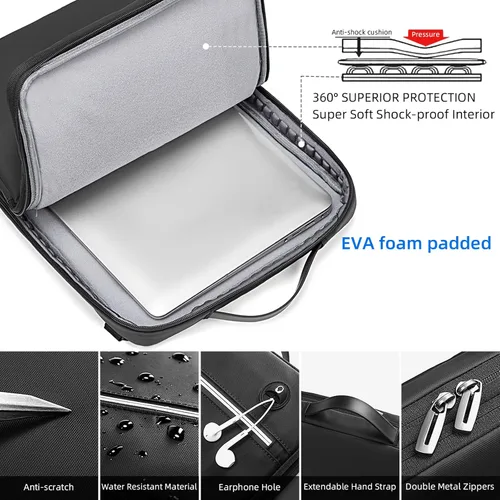 Miniatura 5 de TUDEQU Bolsa para laptop de 15.6 pulgadas con correa, bolsa de computadora, funda para portátil, funda para laptop, bolsa de hombro para computadora