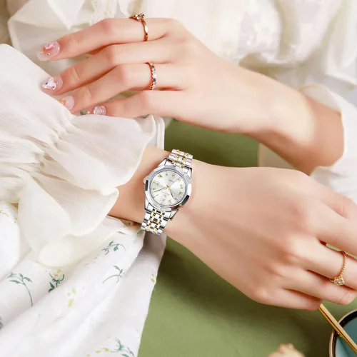 Miniatura 7 de OLEVS Reloj de pulsera para mujer, pequeño reloj de pulsera de acero inoxidable para mujer, reloj analógico de cuarzo para mujer
