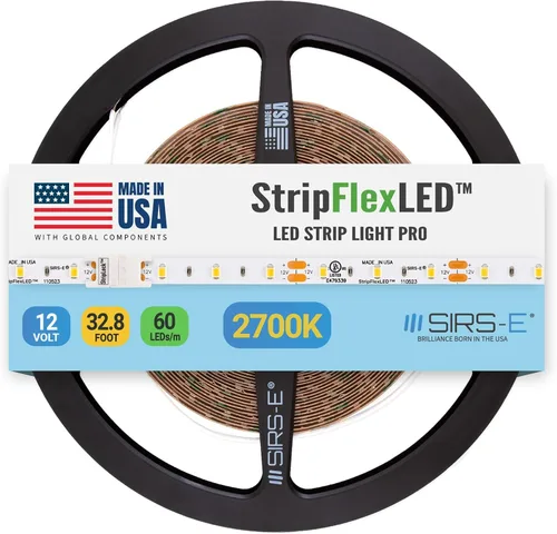 Miniatura 15 de SIRS-E StripFlexLED - Tira de luces LED blancas, 12 V, 60 LEDs/m, 2700 K, blanco cálido, 16.4 pies (16.4 ft), certificación UL, fabricada en Estados