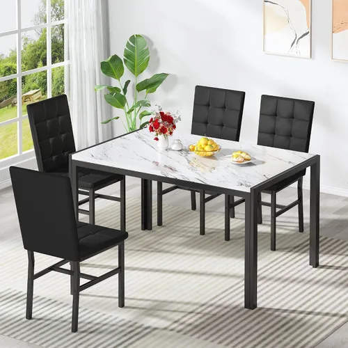 Miniatura 2 de AWQM Products Juego de Comedor de Mármol de 5 Piezas, Mesa y Sillas de Cocina Modernas para Comedor, Dinette, Muebles Compactos que Ahorran Espacio