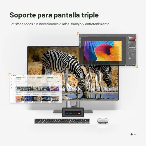 Miniatura 6 de BOSGAME E4 Mini PC, Mini Computadoras con AMD Ryzen 5 3550H, 16GB DDR4 512GB PCIe SSD, Dual RJ45, Triple Pantalla 4K, USB-C, USB 3.2, Wi-Fi 5/BT
