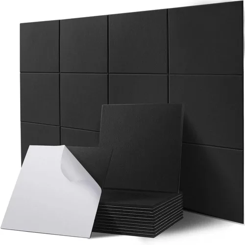 Miniatura 9 de Panel acústico autoadhesivo, paquete de 18 paneles de espuma a prueba de sonido, 12 x 12 x 0.4 pulgadas, paneles de espuma a prueba de sonido