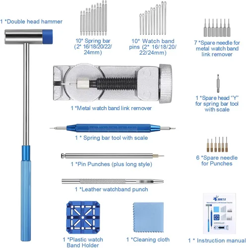 Miniatura 8 de JOREST Kit de herramientas para correa de reloj, kit de reparación para ajuste de correa de reloj, reemplazo y cambio de tamaño, con herramienta