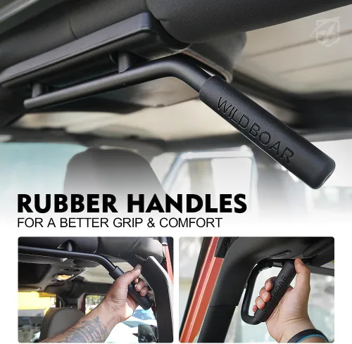 Miniatura 3 de Xprite Kit de 4 piezas de asas de agarre de aluminio delanteras y traseras, asas de barra de protección resistentes compatibles con 2007-2018 Jeep