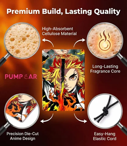 Miniatura 6 de PumpCar Ambientador japonés de doble cara Kamado Tanjiro Kyojuro Rengoku japonés colgante de cereza perfumado Anime Cool para espejo retrovisor