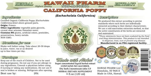 Miniatura 3 de California Poppy Extracto líquido sin alcohol, amapola orgánica de California (Eschscholzia Californica) Suplemento de hierbas naturales