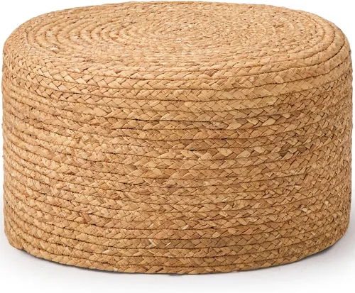 Miniatura 9 de Wimarsbon Puf redondo otomano, reposapiés tejido a mano natural, puf rústico de salón, taburete bohemio Pous, mesa decorativa o asiento