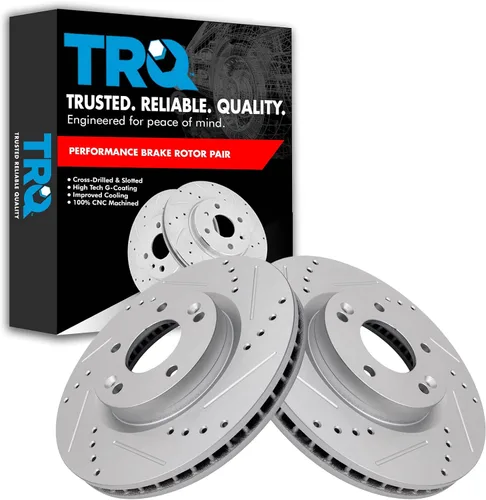 Miniatura 324 de TRQ Juego de rotores de freno de rendimiento trasero con revestimiento G premium compatible con Mazda 6 2014-2021