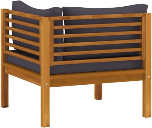 Miniatura 7 de Sillón de jardín, muebles de patio al aire libre, juego de 5 piezas con cojín, madera de acacia maciza para césped, jardín, patio, piscina, porche