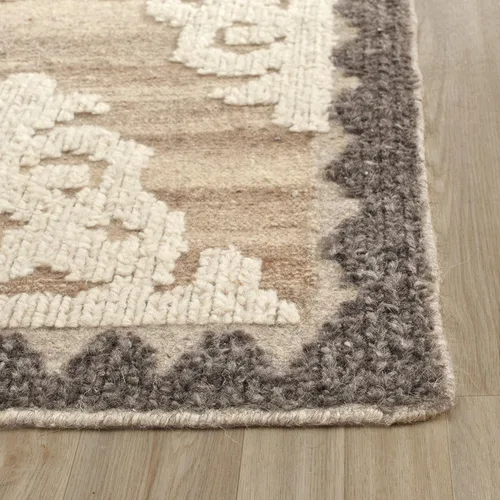 Miniatura 5 de SAFAVIEH Kenya Collection - Alfombra decorativa de 3 x 5 pies, marrón y carbón, lana tribal anudada a mano, ideal para zonas de alto tráfico