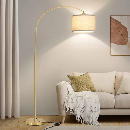 Miniatura 14 de Lámpara de pie para sala de estar, lámpara de pie de arco vintage con cabeza de lámpara ajustable, lámpara de poste alta con interruptor de pedal