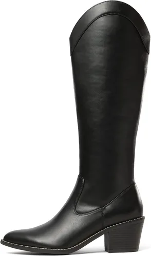 Miniatura 2 de DREAM PAIRS Botas vaqueras para mujer, vaquera occidental, con cremallera, tacón grueso, punta puntiaguda, botas altas hasta la rodilla