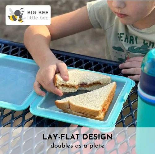 Miniatura 11 de Big Bee, Little Bee - SoftShell Contenedor de silicona reutilizable para almacenamiento de alimentos con tapa de concha conectada, fácil de limpiar