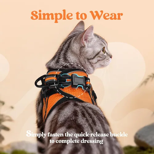 Miniatura 4 de rabbitgoo Juego de arnés y correa para gatos para caminar a prueba de escape, chaleco suave ajustable para gatitos con tira reflectante para gatos