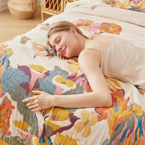 Miniatura 8 de Manta bohemia 100% algodón ultrasuave, manta grande de otoño, diseño floral de pájaros y mariposas, decoración de granja, manta de cama, 60 x 80