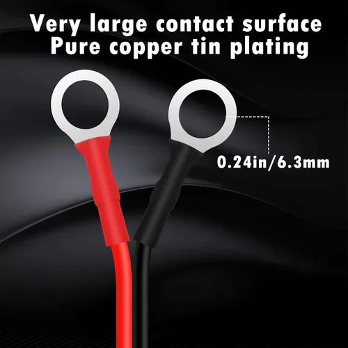 Miniatura 4 de CUZEC Cable de extensión de 16 AWG con abrazadera de batería de 12 V/24 V clip de batería para inversor de alta potencia y más (1.6 pies de largo)