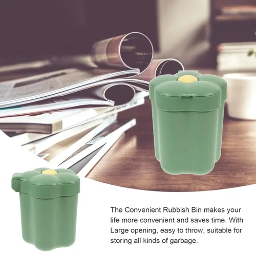 Miniatura 8 de Operitacx Tapa de cubo de basura en forma de flor, bonito contenedor de basura para dormitorio, oficina y baño, elegante diseño decorativo que