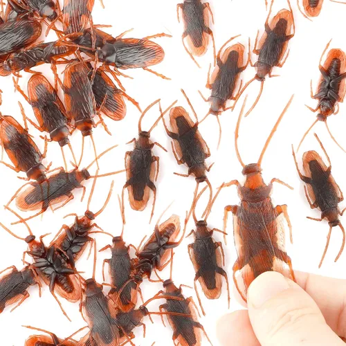 Diueoly Cucarachas falsas, 100 piezas de cucarachas falsas de plástico, divertidos juguetes de chiste, cucarachas falsas realistas, bromas, regalos