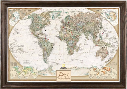 Miniatura 14 de Mapamundi con alfileres, personalizado, ejecutivo, con marco de 24 x 36" y alfileres, Negro (Rustic Black), 24 x 36 pulgadas Marco negro rústico