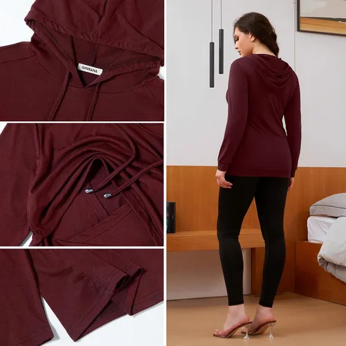 Miniatura 90 de GINKANA Sudadera con capucha para mujer, manga larga, lactancia materna, ropa casual