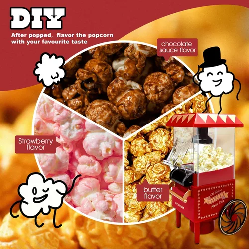 Miniatura 3 de Máquina de palomitas de maíz, kit de máquina de palomitas de maíz de aire caliente, caja de regalo, máquina portátil para hacer palomitas de maíz