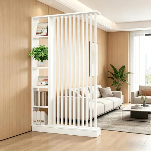 Miniatura 22 de Divisor de pared de habitación con estantes, pantalla de división de entrada de piso a techo, divisor de habitación independiente con estante