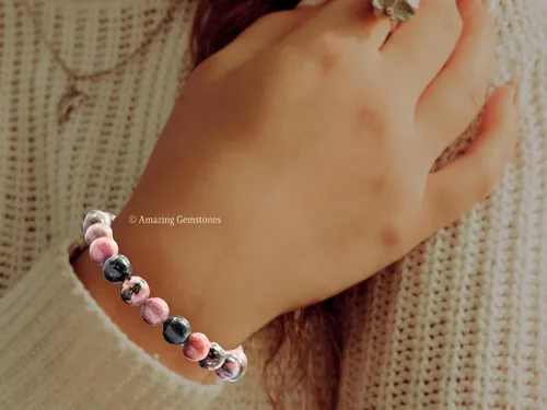 Miniatura 542 de Amazing Gemstone Pulsera de cristal para mujeres y hombres, pulsera de cristal curativo de protección, pulsera elástica con cuentas de piedras