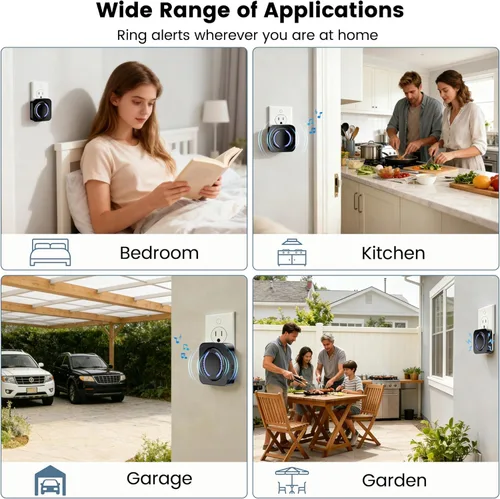 Miniatura 7 de LUCKYDUO Timbre inalámbrico inteligente – Compatible con parpadeos, anillo, timbres de video Google Nest, configuración de aplicación, 5 timbres