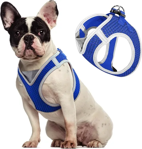 KZA308 | Arnés reflejante con cuello en V de malla para perro, sin jalones, facilita el paseo, ajuste rápido, cómodo, con velcro ajustable para