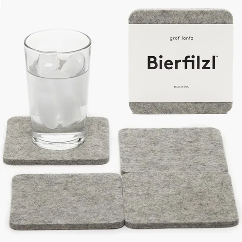 Miniatura 18 de Graf Lantz - Juego de 4 posavasos redondos de lana de merino Bierfilzl - Negro (círculos de 10 cm) - Absorbe el 30% del peso - Lana alemana