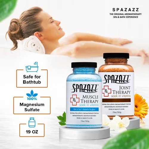 Miniatura 7 de Spazazz Paquete de 2 unidades de aromaterapia para spa y sales de baño, paquete de 2 unidades, un tarro de 19 onzas cada terapia muscular y terapia