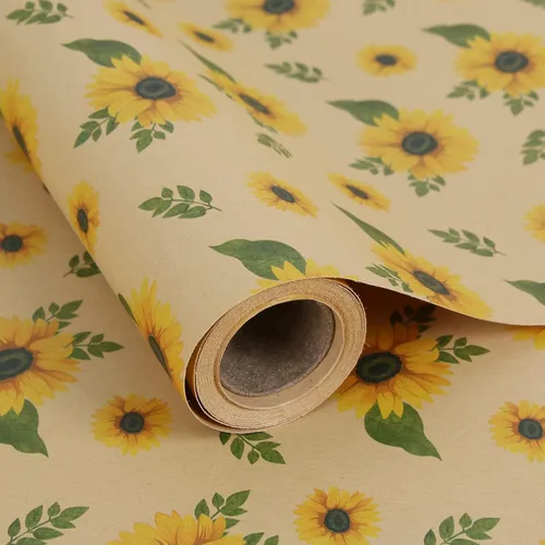 Miniatura 42 de Aimyoo - Rollo de papel de regalo floral kraft - Rollo jumbo - 30 pulgadas x 33 pies - Papel de regalo vintage con flores para todas las ocasiones