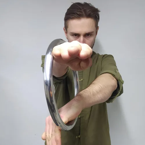 Miniatura 6 de HYOUT Anillo de acero inoxidable Wing Chun Yewen Sau de entrenamiento manual adhesivo para fuerza de mano Tsun Siu Lum Kung Fu de autodefensa