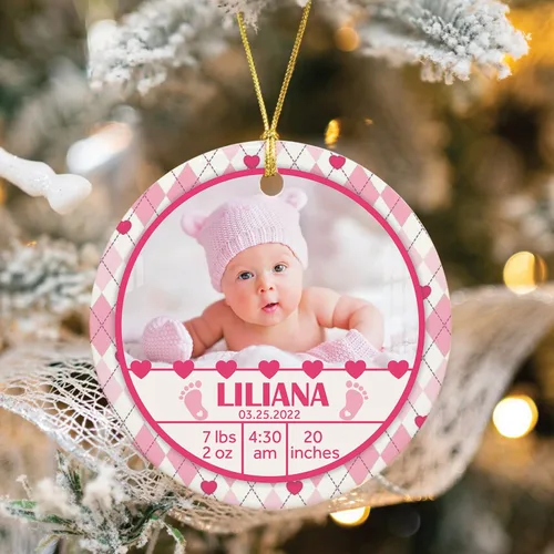 Miniatura 2 de Adorno de bebé de primera Navidad con foto personalizada, adorno de árbol de Navidad con foto personalizada, adorno de recuerdo de bebé, regalo