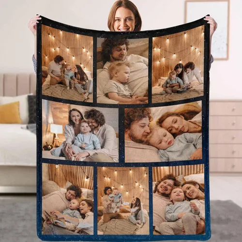 Miniatura 15 de Mantas personalizadas con fotos, texto, manta personalizada con imagen, hecha en Estados Unidos, personalizada para Navidad, cumpleaños, boda