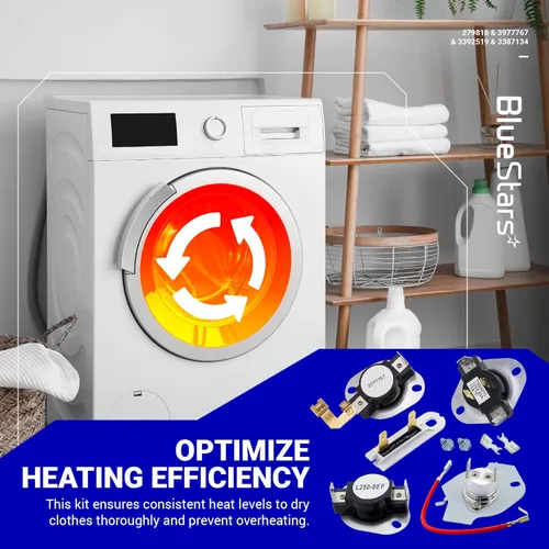 Miniatura 6 de BlueStars Kit de reparación de secadora 279816 3977767 3392519 3387134 compatible con secadores Whirlpool - Reemplaza 3399693 WP3977767VP PS345113