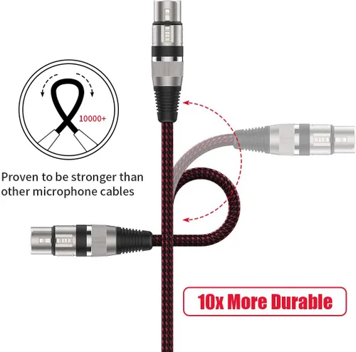 Miniatura 4 de BIFALE - Cable XLR hembra a 1/4 TS de 6 pies, cable de micrófono trenzado de nailon BIFALE TS de 0.250 in, cable de micrófono desequilibrado, cable