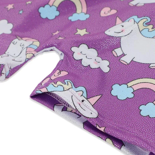 Miniatura 135 de HOZIY - Leotardos de gimnasia con pantalones cortos brillantes para niñas pequeñas; estampados de unicornio, aurora, arco iris, sirena, dinosaurio