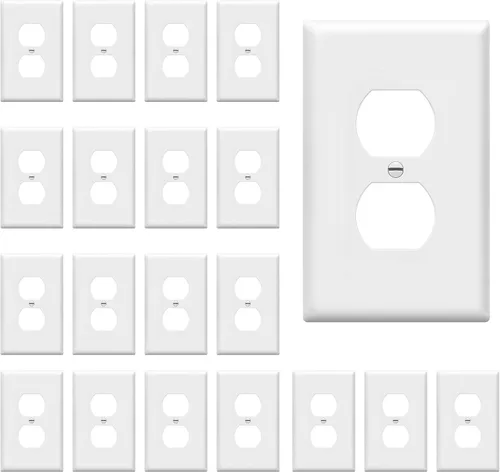 Miniatura 73 de ENERLITES Placa de pared de salida de receptáculo dúplex de tamaño mediano, placas de cubiertas de toma de corriente, tamaño medio de 1 banda, 4.88