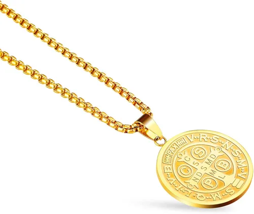 Miniatura 6 de MAXVIN Collar con colgante de exorcismo de San Benito para hombre, acero inoxidable, cruz católica, protección de demonios, cazador de fantasmas