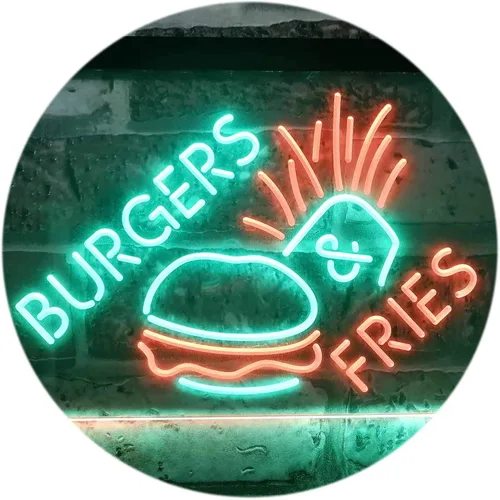 Miniatura 10 de ADVPRO Burgers & Fries Fast Food Open Shop - Letrero de neón LED de doble color, azul y rojo, 16 x 12 pulgadas, st6s43-i3192-br