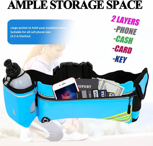 Miniatura 5 de Riñonera impermeable para correr con botella de agua, para mujeres y hombres, riñonera para senderismo, ciclismo, caminata, entrenamiento, correr